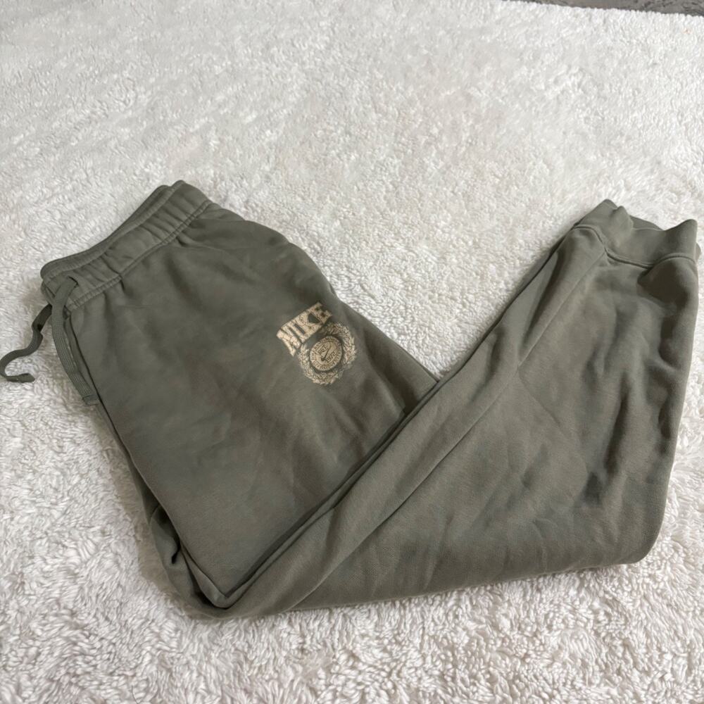 Nike Womens Green Cotton M Preppy Running Athleisure Luxe Sports Loungewear